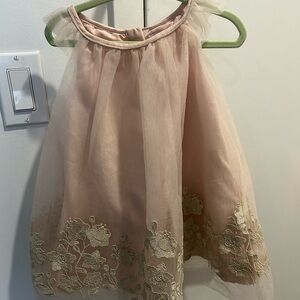 Formal pink embroidered dress.